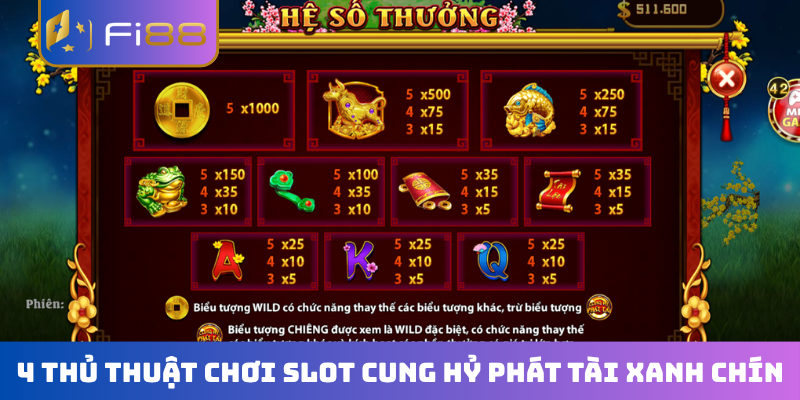 4 thủ thuật chơi slot Cung Hỷ Phát Tài xanh chín
